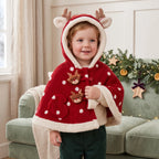 Christmas Reindeer Hooded Toddler Cape