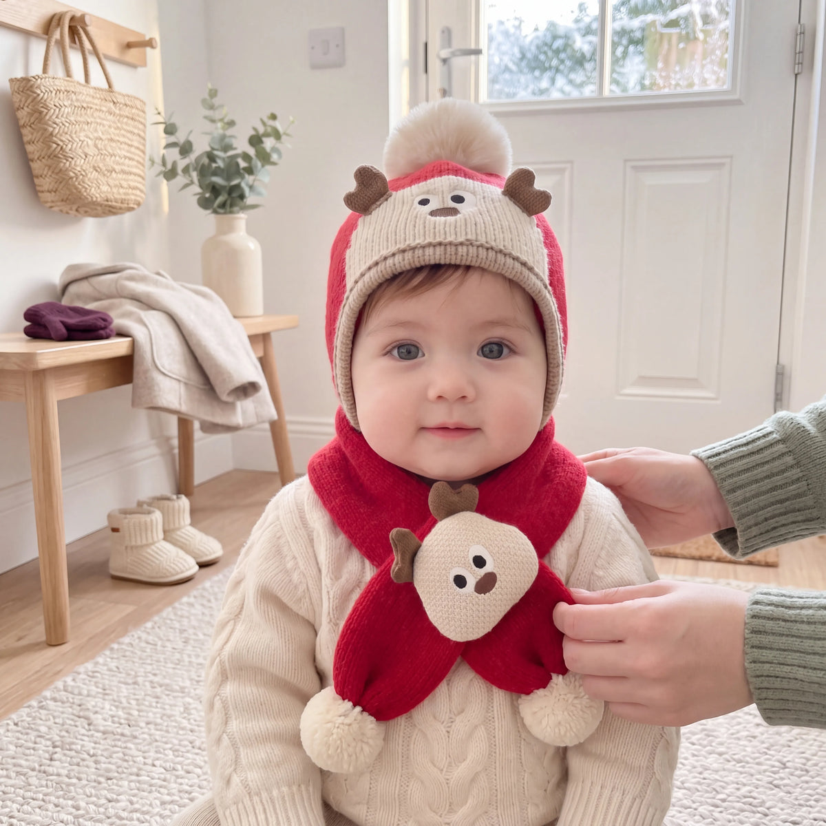 Baby Animal Bobble Hat and Scarf