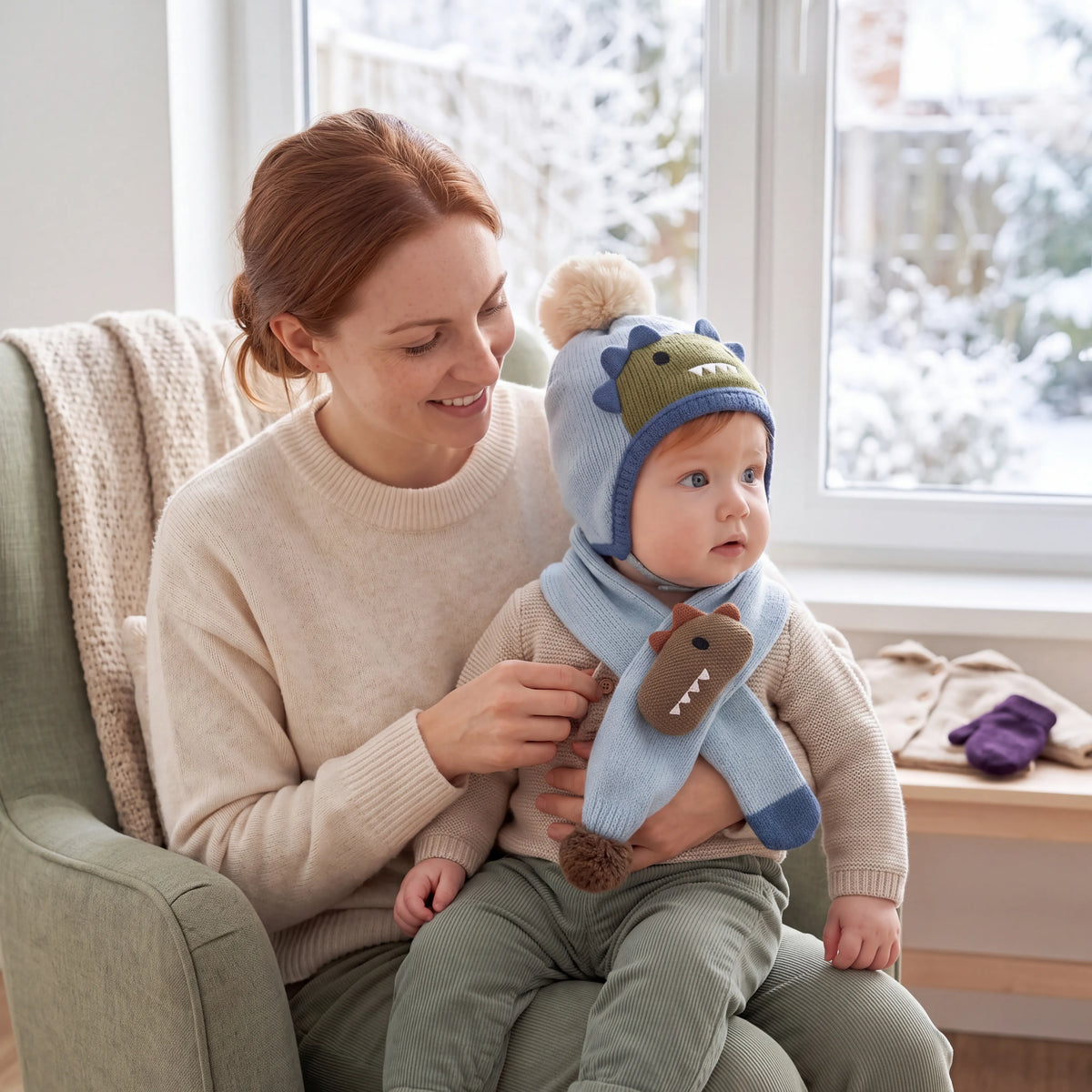 Baby Animal Bobble Hat and Scarf