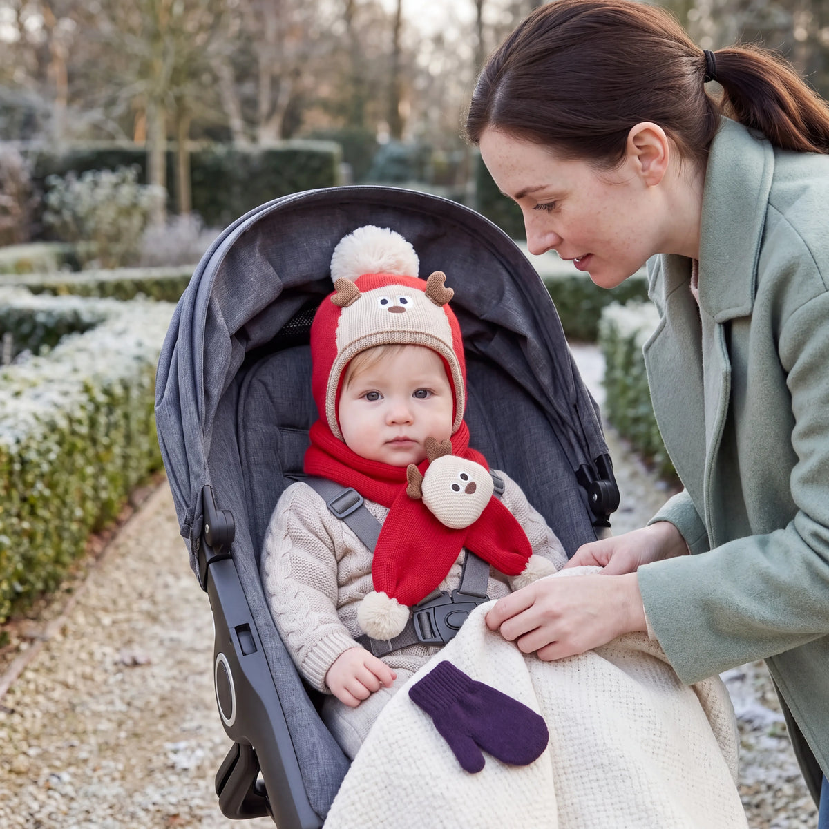 Baby Animal Bobble Hat and Scarf