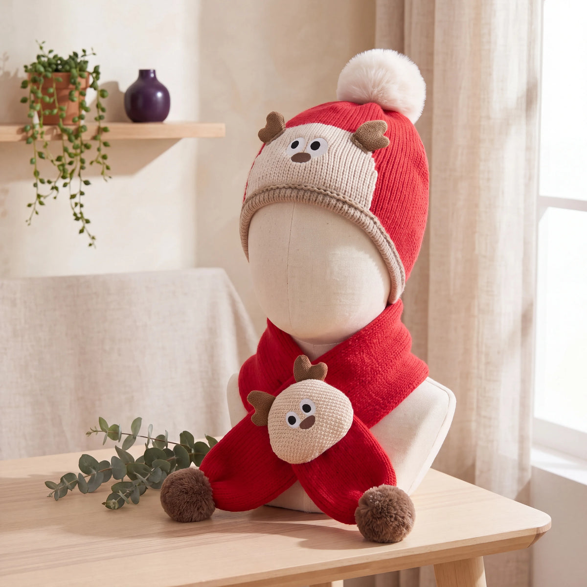 Baby Animal Bobble Hat and Scarf