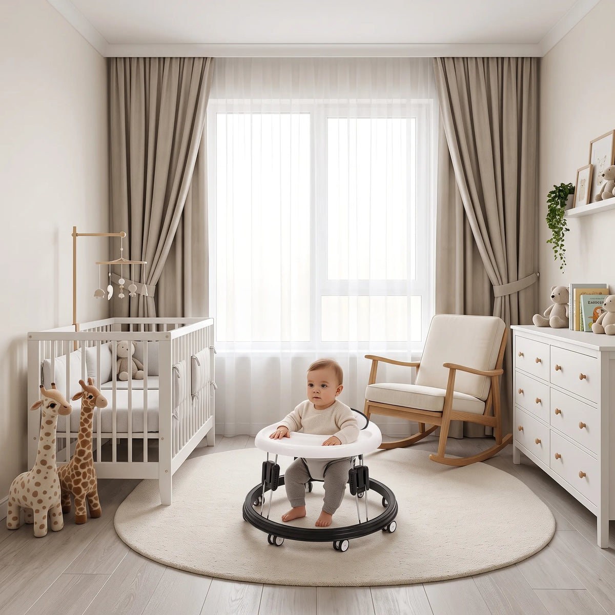 Anti-Rollover Foldable Baby Walker