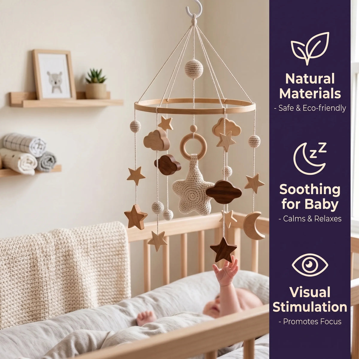 Wooden Baby Crib Mobile Hanger