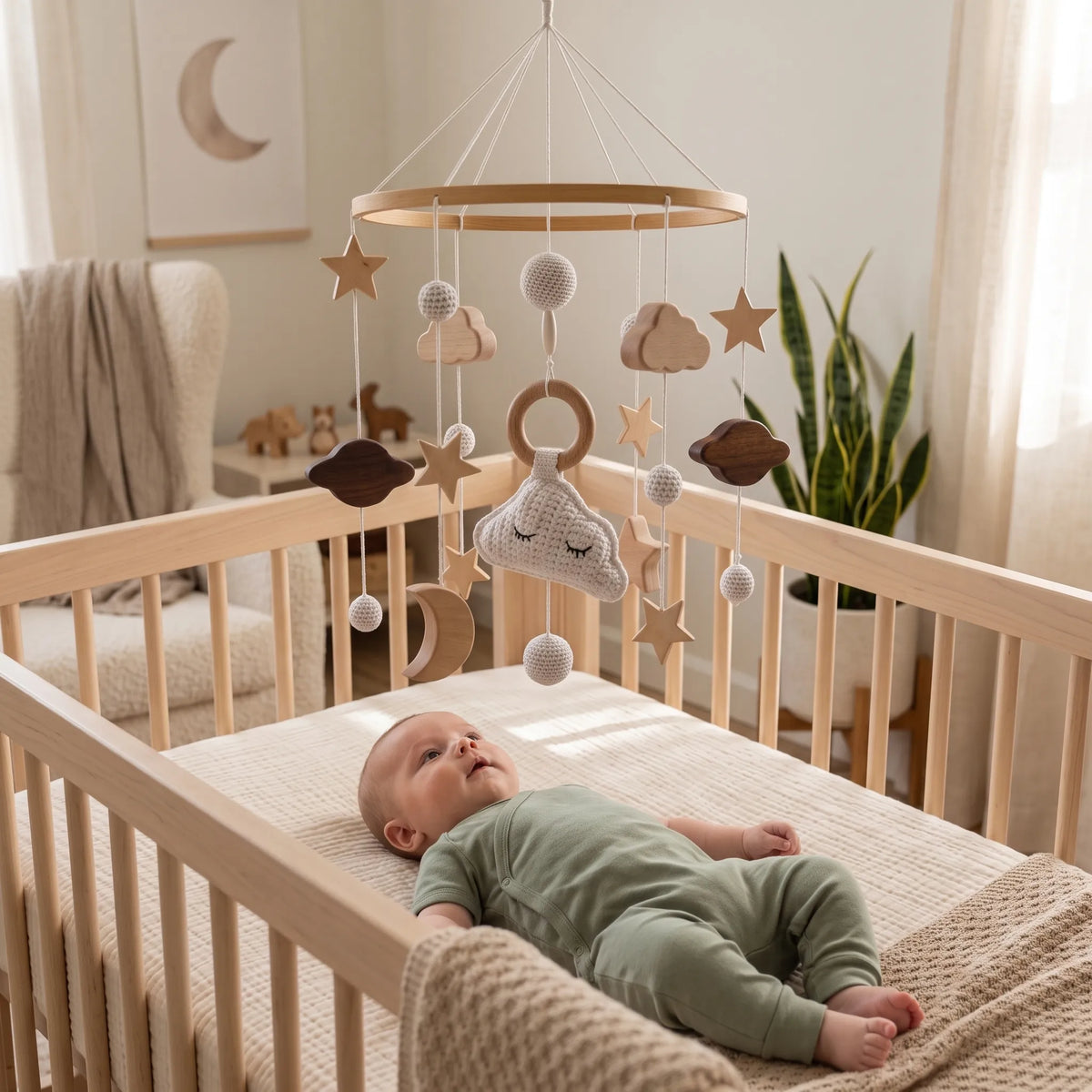Wooden Baby Crib Mobile Hanger