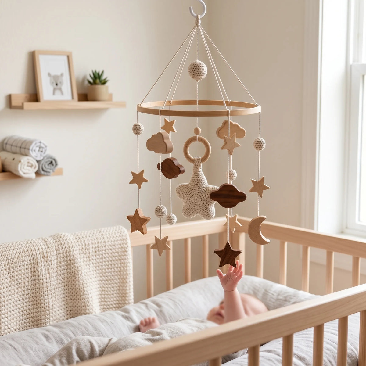 Wooden Baby Crib Mobile Hanger