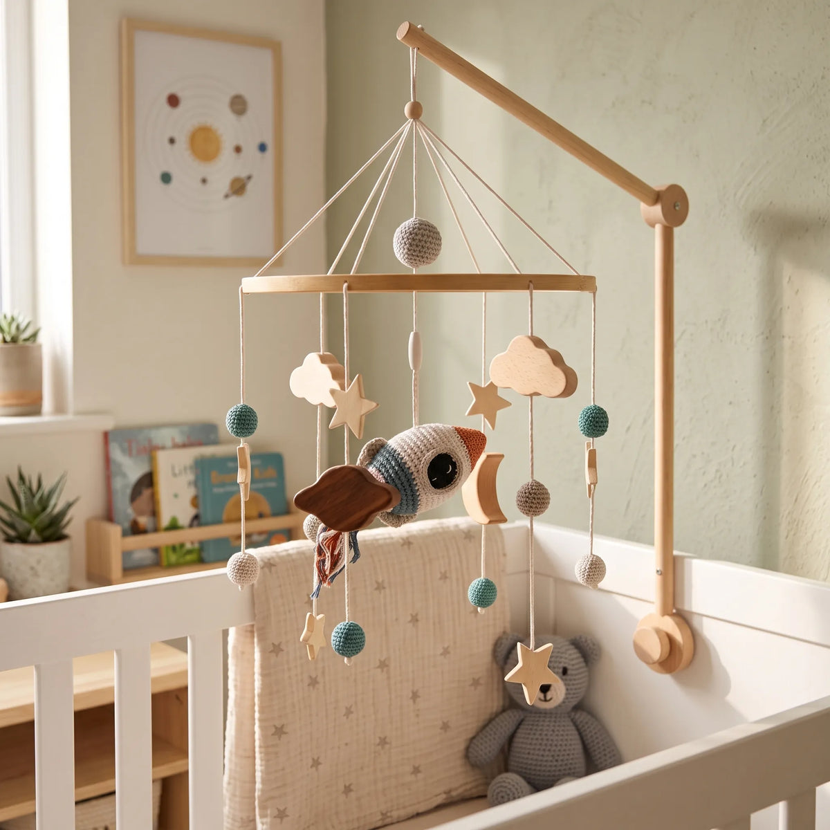 Wooden Baby Crib Mobile Hanger